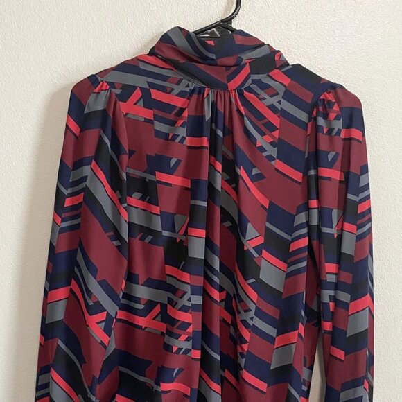 Like New. Worn Once. Allison Joy Red Multicolor Geometric High Neck Printed Tie - Picture 1 of 3